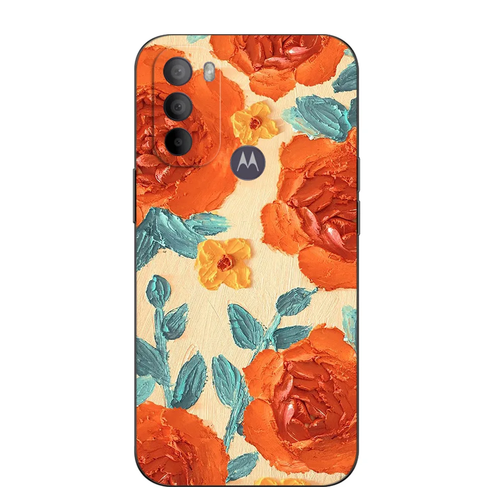 Funda de Tpu negra para Motorola Moto G31 G40 Fusion G41 G50 G51 G10 G20 G30 G100 5G G22, flor encantadora romántica