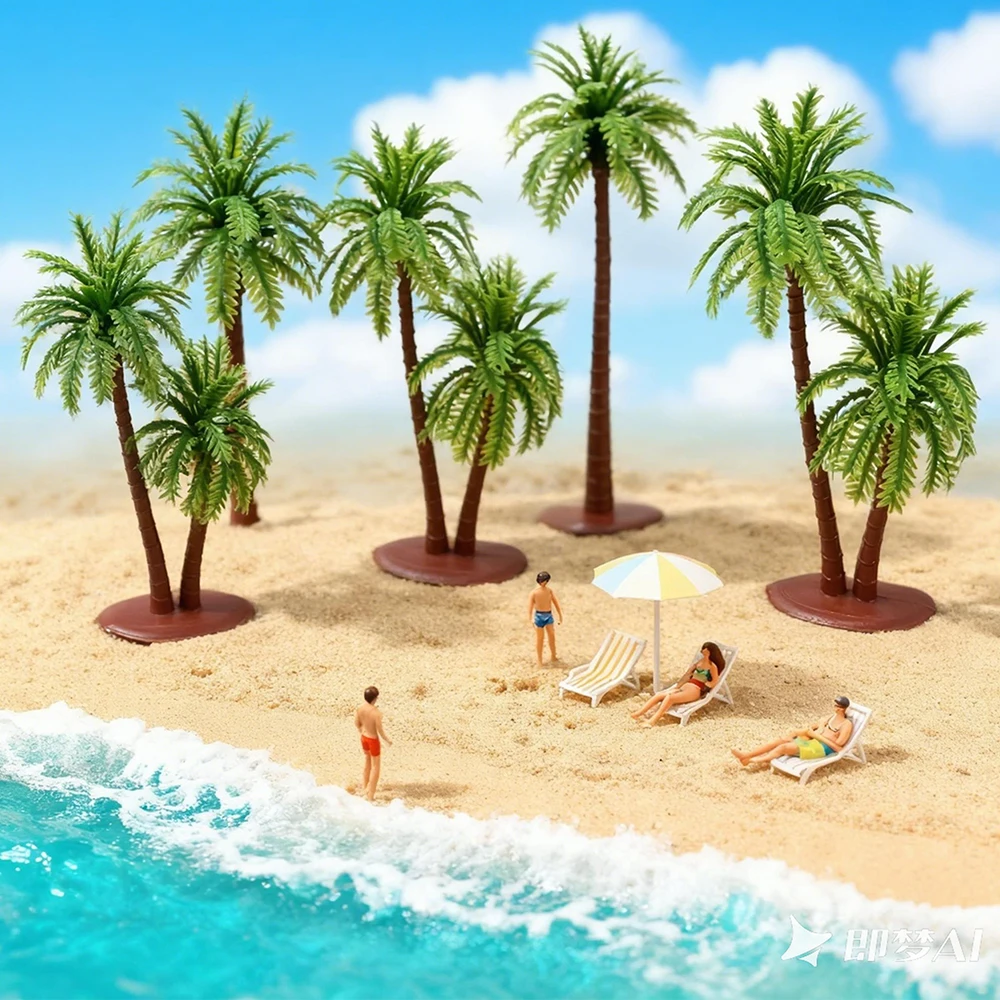 10 stuks miniatuur cocunt palmboom model DIY bos strand park regenwoud spoorweg decor landschap gebouw landschap accessoires