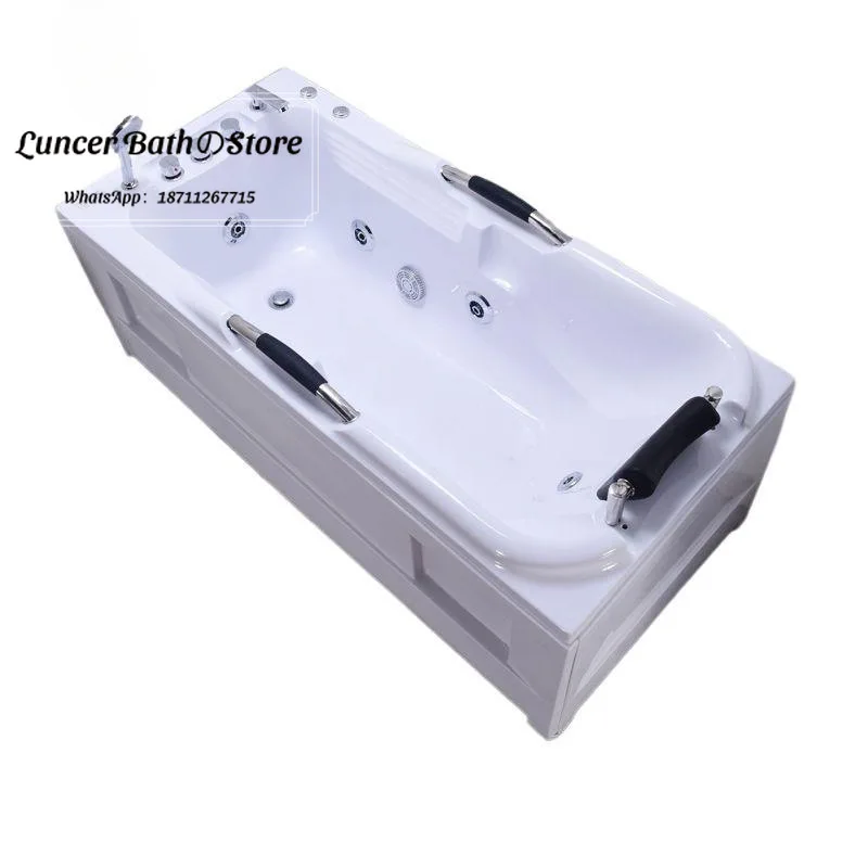 Multi-size 1.2~1.8M Acrylic Whirlpool Tub, Intelligent Thermostatic Heating Spa Bathtub for Apartment Restroom Use