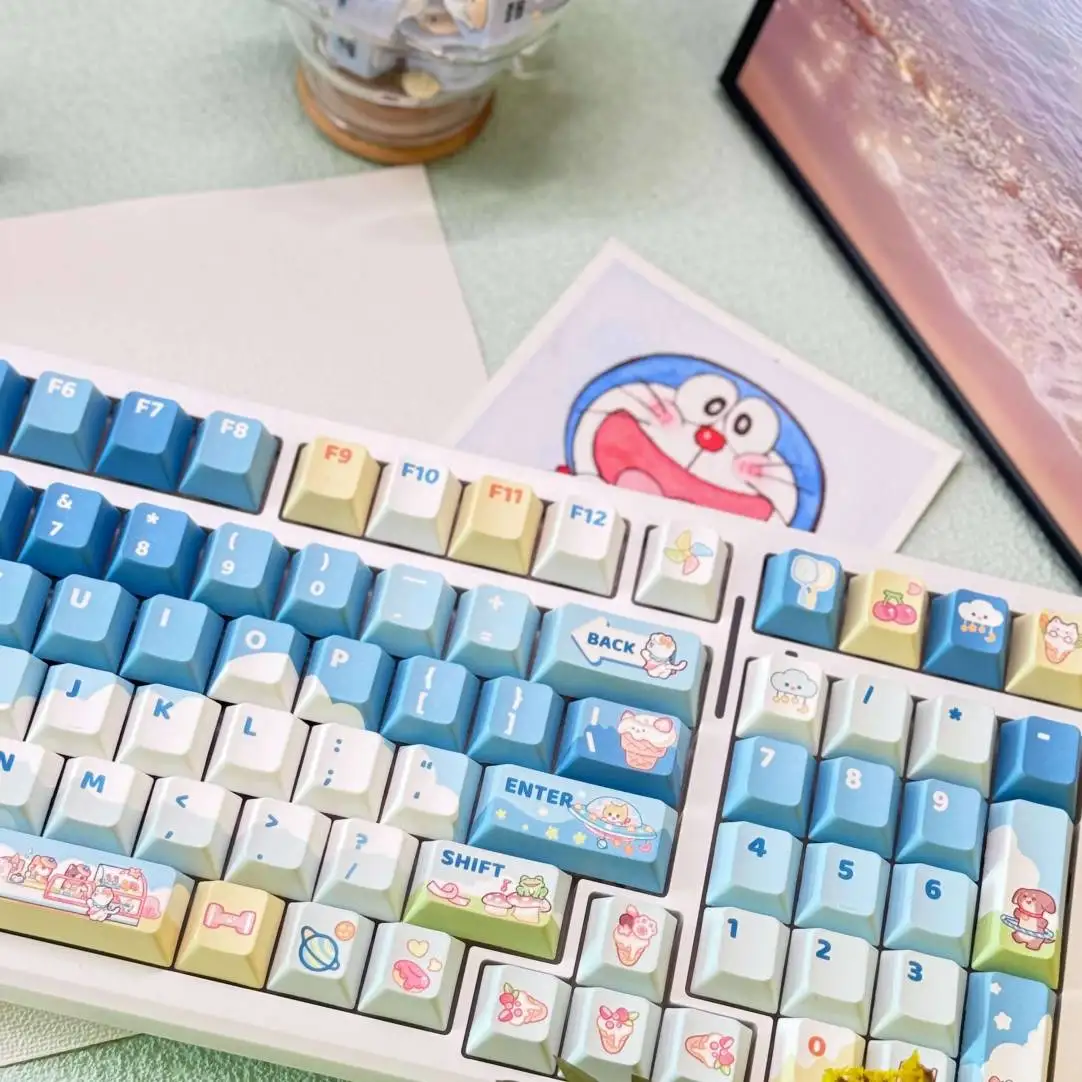 Amusement Park Theme Keycaps Set PBT Sublimation Cherry Profile Keycaps for Mechanical Keyboard Accessories Custom Cute Key Caps