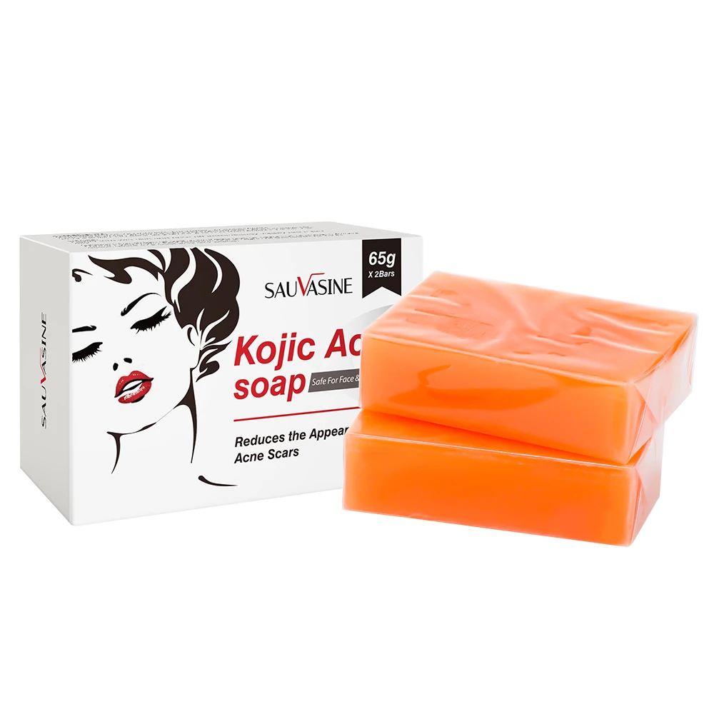 Jabón de baño de Ácido Kójico para hombres y mujeres, jabón Natural seguro, brillante, hidratante, eliminación de espinillas, maquillaje, 2 piezas