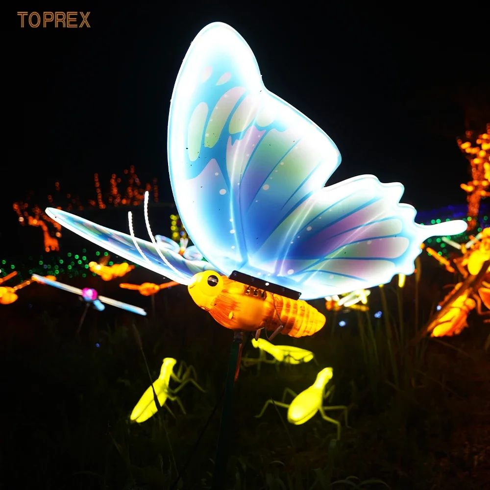 New Design Waterproof Realistic Large Butterfly Garden Ornaments Insect Wing Movement Playful Dynamic Yard Decorations