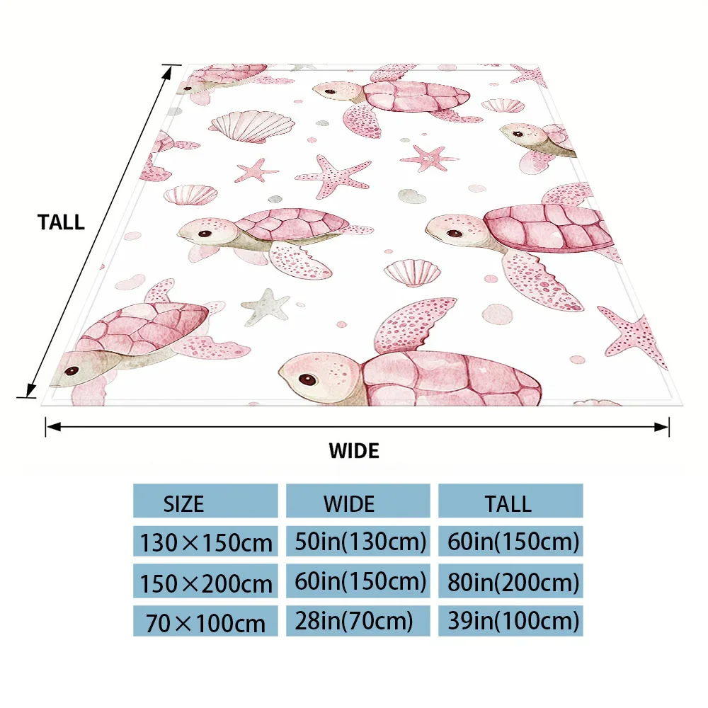 Cute Sea Turtle and Starfish Print Throw Blanket Beach Ocean Nursery Decor Gift for Baby Kids Room