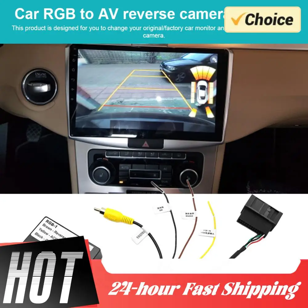 For VW RCD510 RNS510 RNS315 12V Reversing Camera Adapter RGB To AV Rearview Camera Adapter Rear Backup Camera Signal Converter