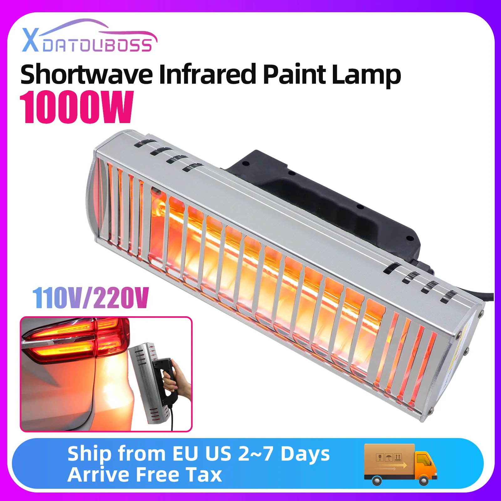 Infrared Paint Curing Dryer Short Wave Infrared Drying Lamp 1000W Handheld Infrared Light for Car Repair Paint