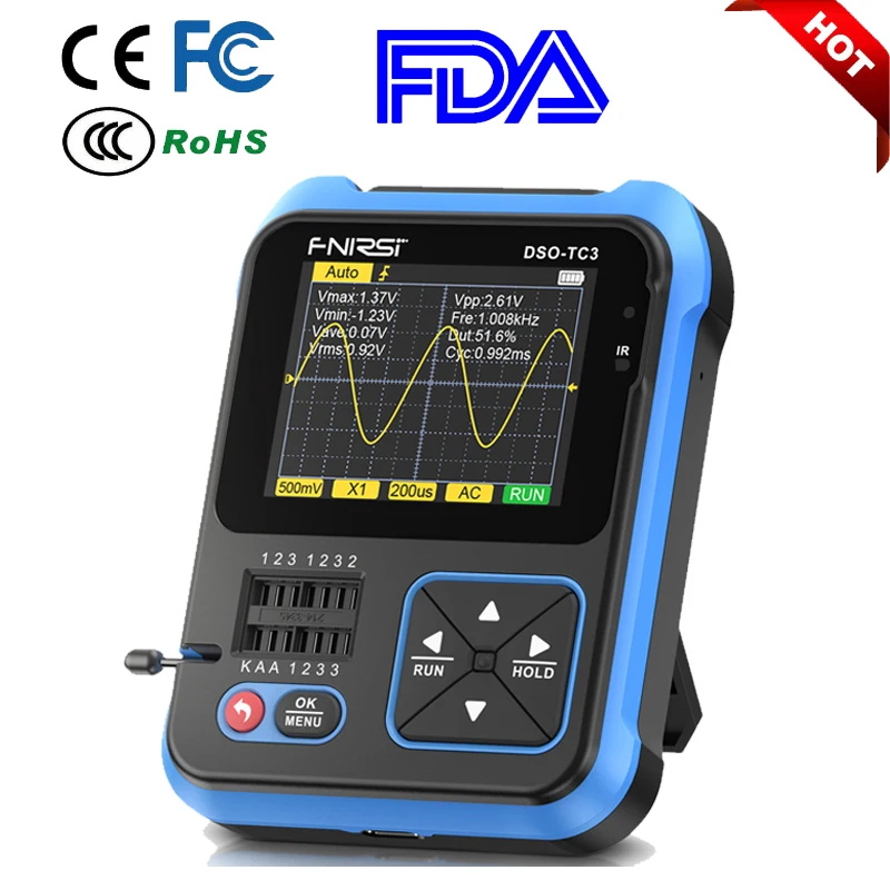 FNIRSI DSO-TC3 Digital Oscilloscope Transistor Tester Function Signal Generator Three/TwoIn One Multi-function Tester