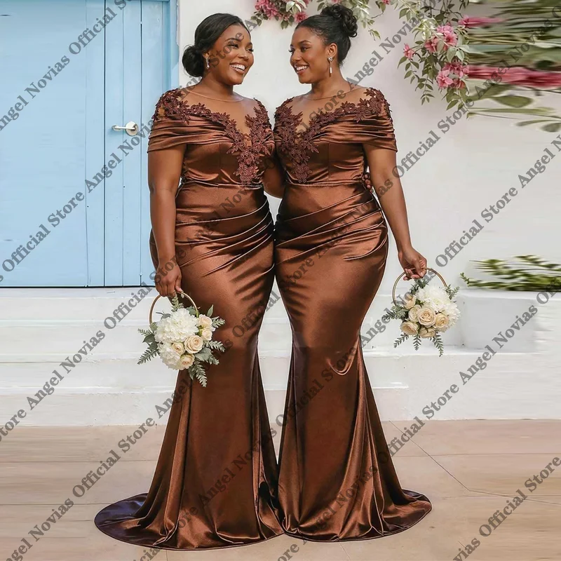 Customized Long Brown Mermaid Bridesmaid Dresses 2026 Bride Maids Gowns vestidos madre de novia para bodas