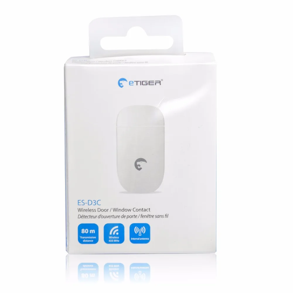 eTIGER ES-D3C Wireless Door/Window Contact Alarm powered with AAA battery Window Door Sensor Detector For eTiger Alarm