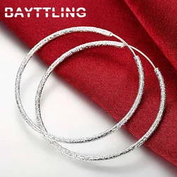 2024 925 Sterling Silver 50/60MM Fine Frosted Circle Earrings For Women Wedding Charm Earrings Wife Birthday Gift Jewelry