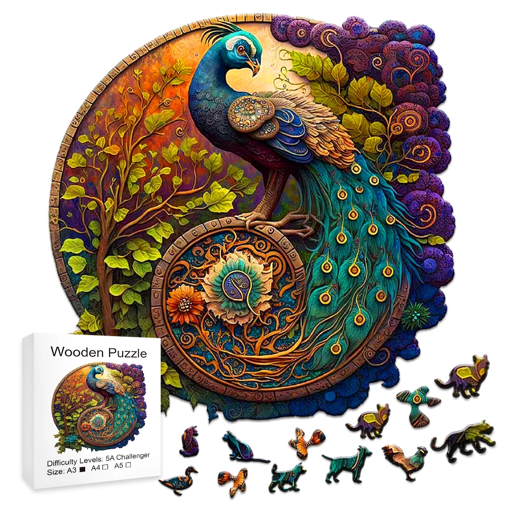 Wooden Jigsaw Puzzles-Wooden Puzzle Adult Unique Shape Advanced Phoenix Wooden Jigsaw Puzzle for Adult, Family Puzzles Gifts