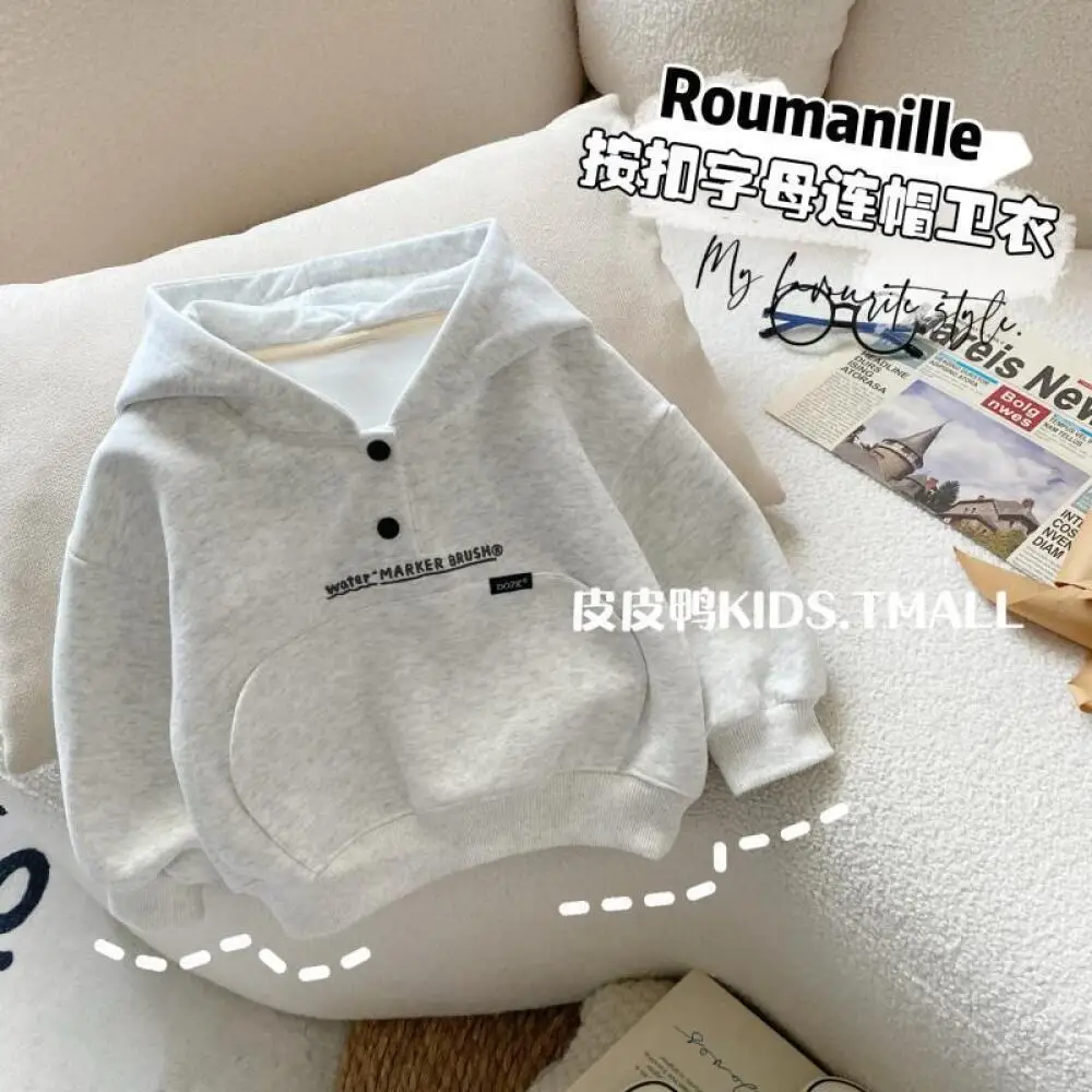 

Толстовка с капюшоном для мальчиков, хлопковая толстовка, серый пуловер, весенне-осенняя детская спортивная одежда, защита от солнца, уличный топ, рождественский подарок, одежда