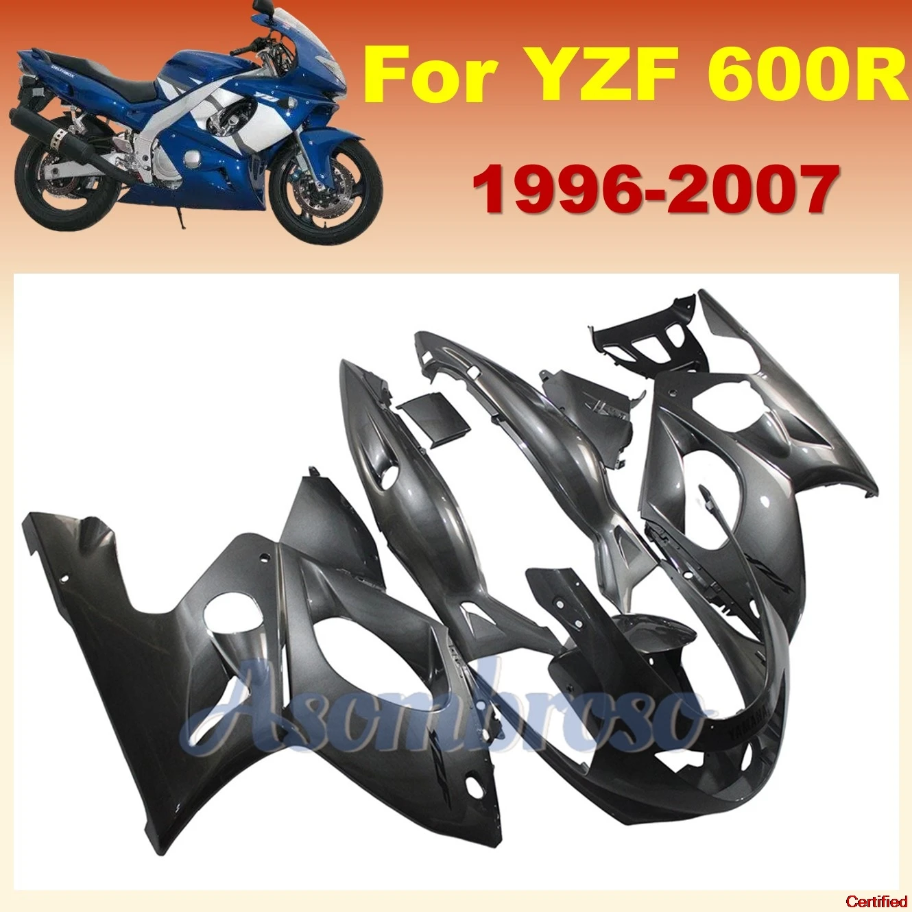 All matte black Motorcycle For Yamaha YZF600 96-07 1997 2000 1998 2006 2002 2003 2001 1999 Parts  Shell