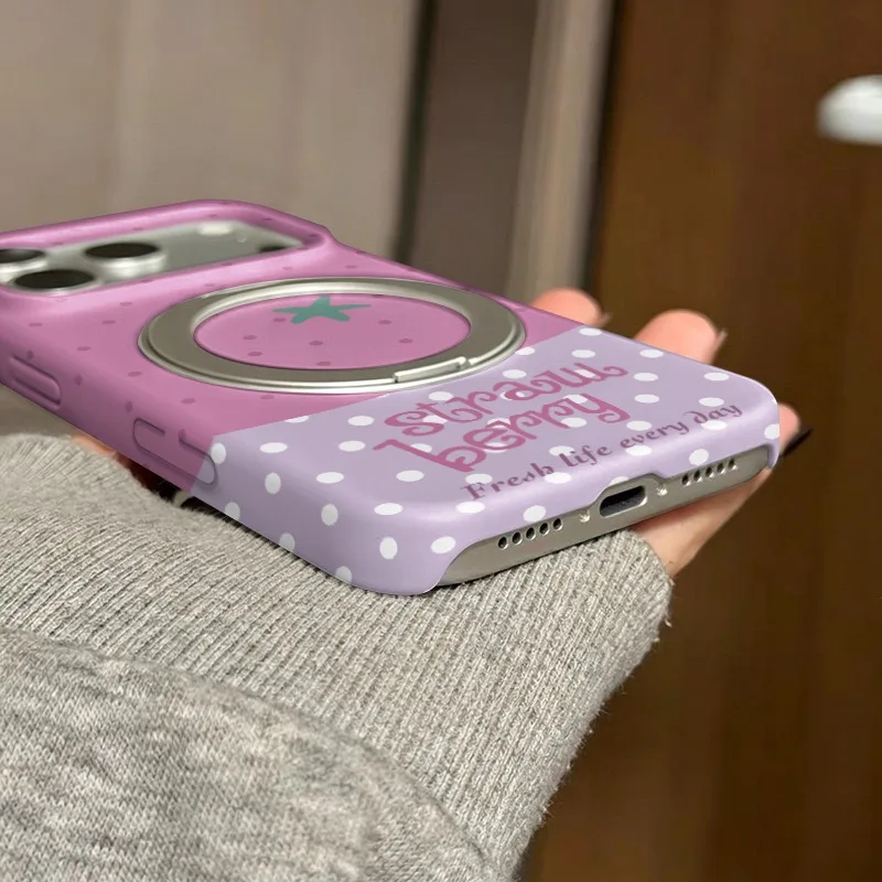 Pink and Purple Fruit Platter Phone Case for IPHONE 17 PRO 16 15 PROMAX 14  13 12 11 PRO MAX Frosted Rotating Bracket Hard Case view 4