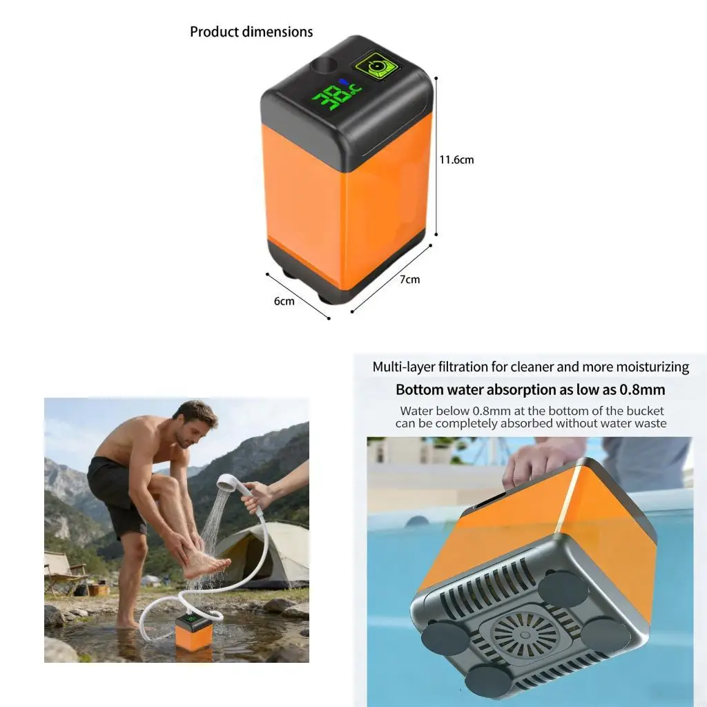 

Powerful 12V Electric Shower Device For Outdoor Use Including Removable Filter low maintenance 69HD