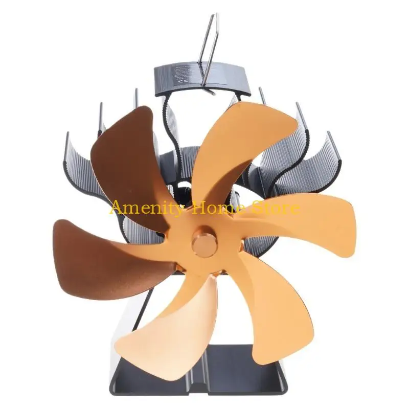 

F26C 6 Blades Heat Powered Stove Fireplace Fan Larger Air Flow for Home Wood Log Burning Fireplace Fan Ultra Quiet