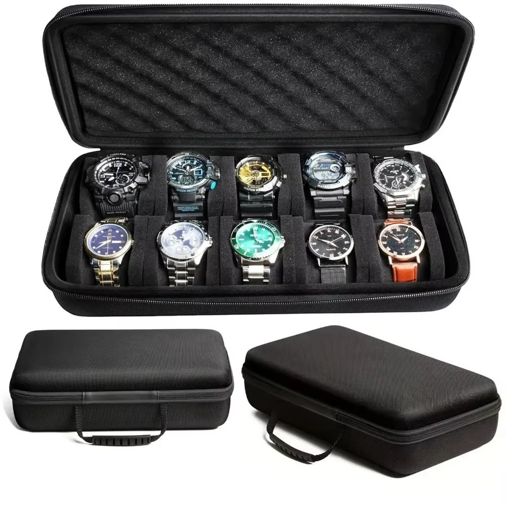 Portable 6/8/10/12/15 Slots Watch Box EVA Hard Watch Display Holder Shockproof Drop-resistant Watch Storage Box Home Use