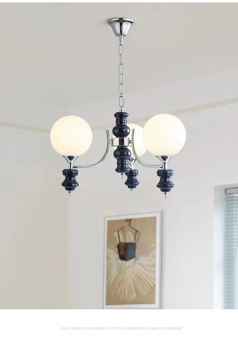 Iron Glass Minimalist Chandelier, Modern Wabi-Sabi Ceiling Light, Energy Efficient for Indoor Spaces,  Easy Installation