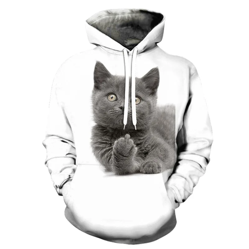 New Models Men's Hoodie 3D Pet Cat Print Graphic Pullover Couple Sweatshirt Casual Fashion Women’s Street Plus Size Clothing Top