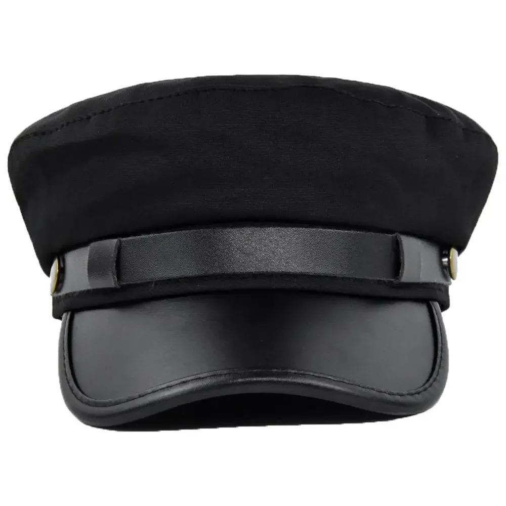 우아한 레트로 PU 가죽 streetwear 베레모 가을 겨울 플랫 네이비 모자 낚시 모자 여성 캡틴 모자 남자 선원 모자