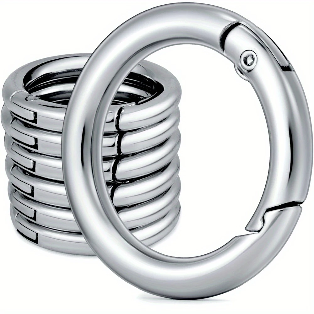 12PCS Metal Spring O Rings, Round Snap Buckle, Spring Keyring Buckle, Round Clips for Buckles, Bags, Purses, Keyrings