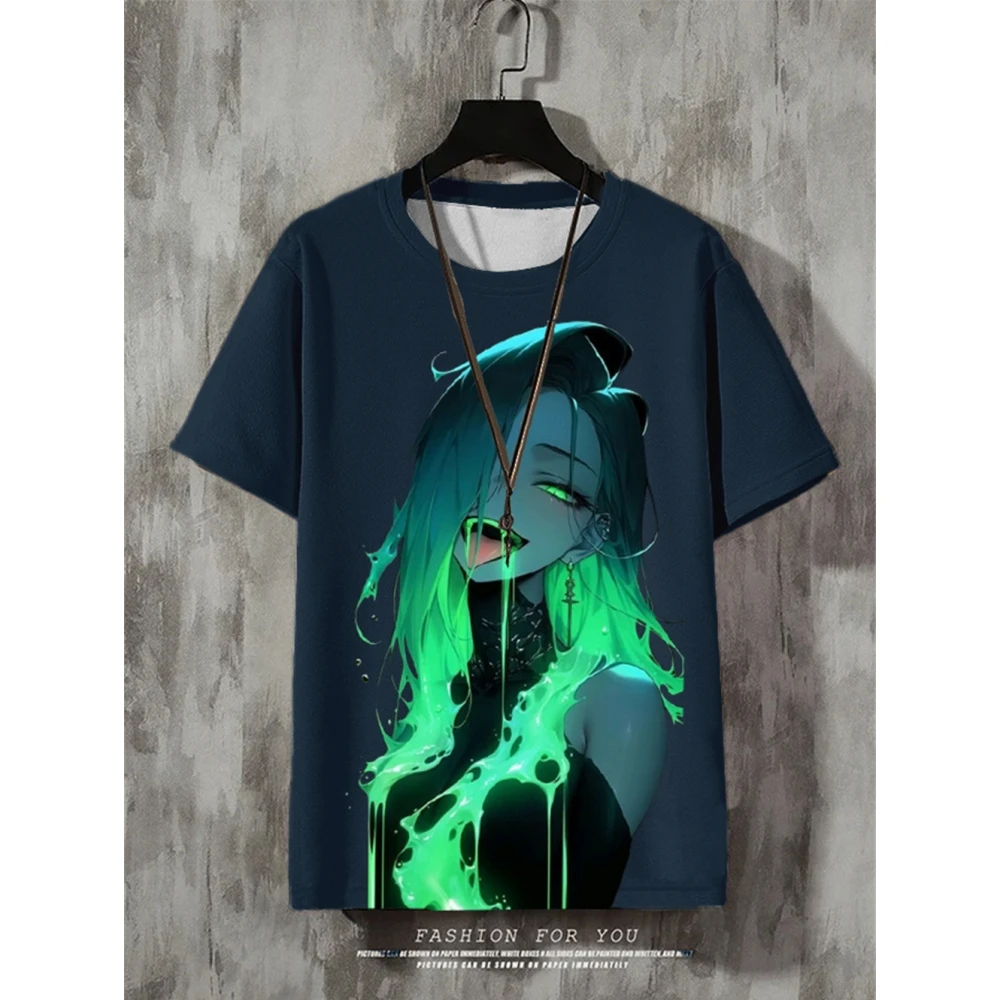 Anime Men's T-Shirt Trend Fashion Street T-Shirt Hip-Hop Loose Short Sleeved Anime T Shirt For Men Clothing Casual Fashion Top