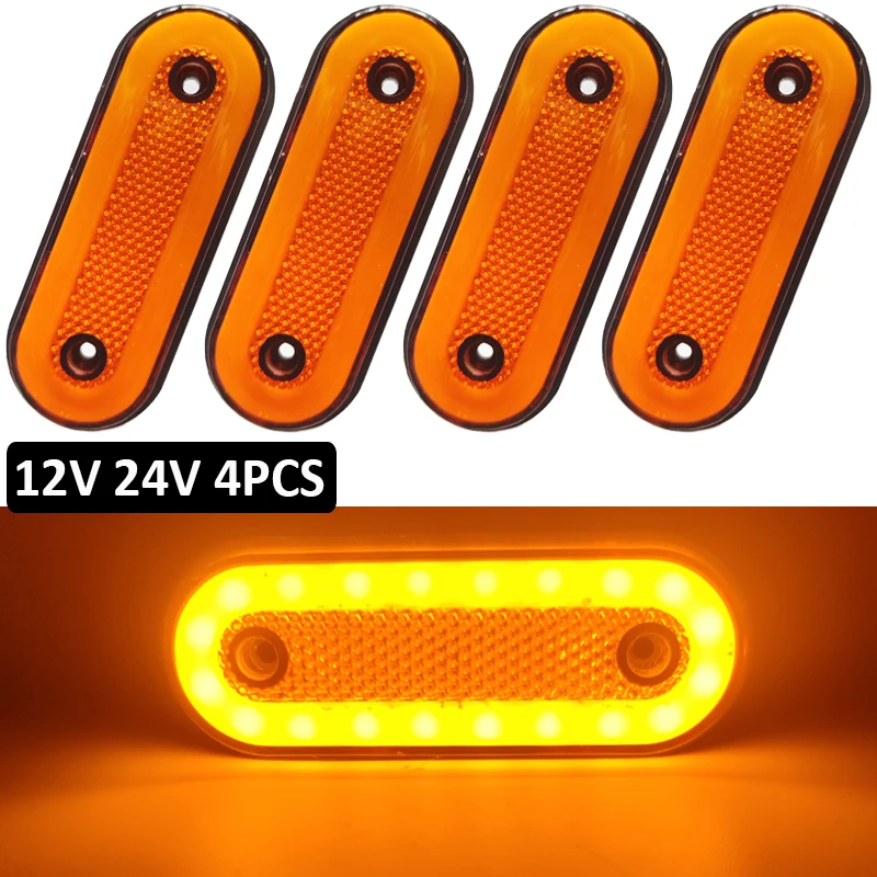 4pcs 12V 24V LED Truck Side Marker Light Trailer Lights Reflector Van Camion Clearance Lights For Scania For DAF Truck For Isuzu