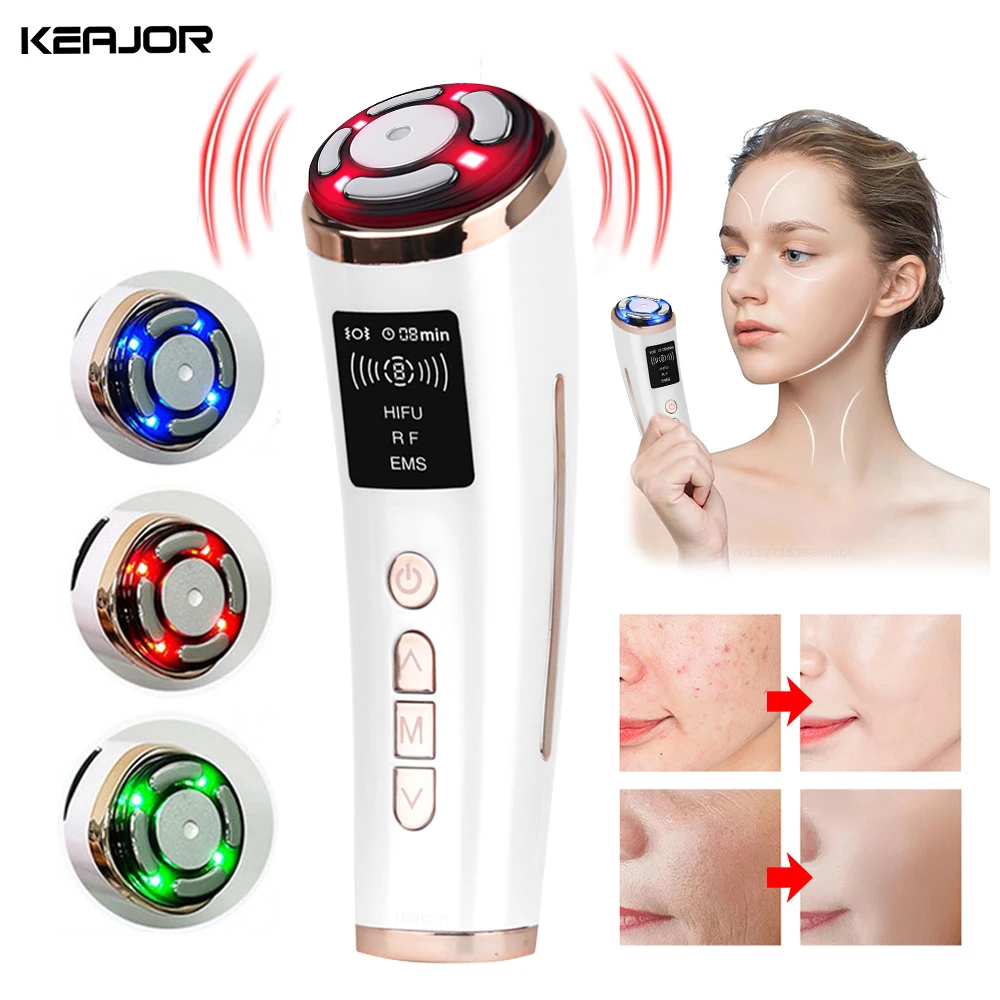 Hifu 고주파 얼굴 리프팅 마사지기, 피부 회춘, EMS 미세 전류 광자 이론, 얼굴 타이트닝, 안티 에이징 기계