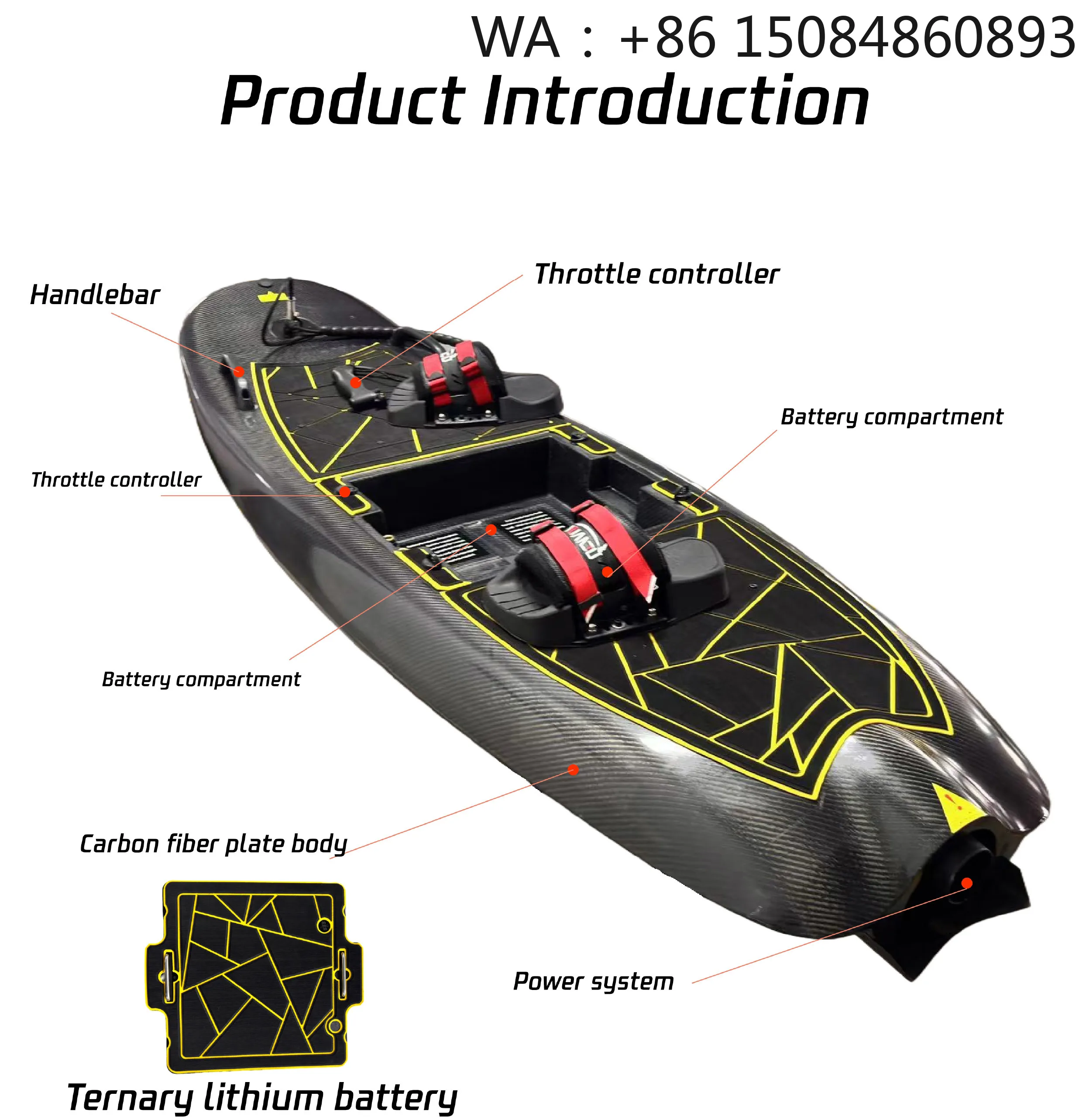 Lightweight High Speed YD-12 Carbon Fiber Surf Jet Board, Stable Power Component For Ocean Wave Outdoor Water Recreation