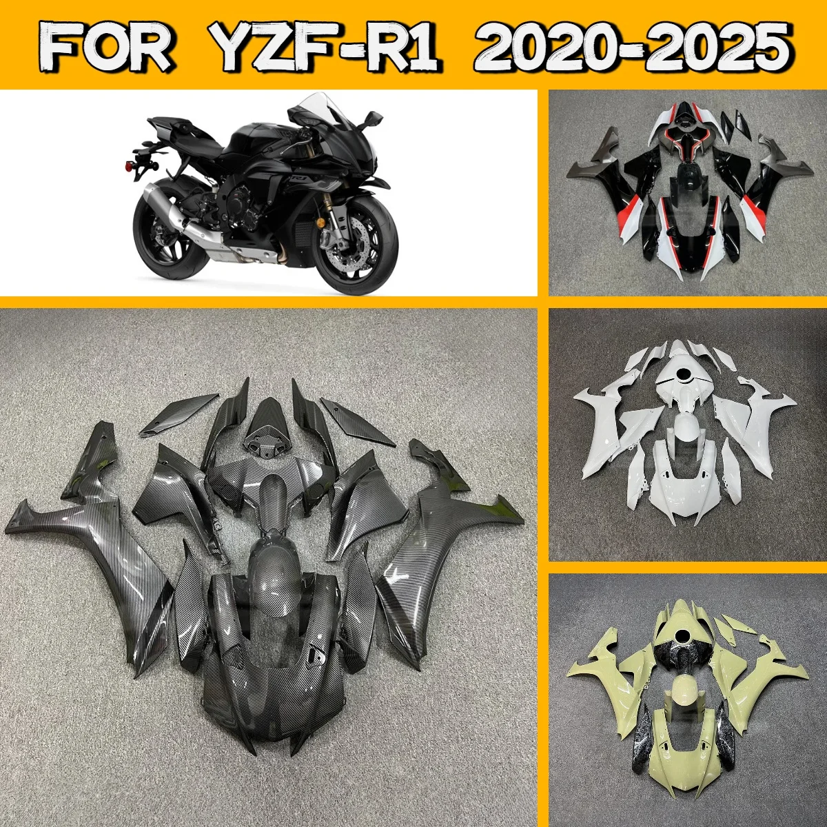 

Комплект пластиковых обтекателей уникального дизайна для Yamaha YZF R1 2020-2025 годов, изготовленный методом литья под давлением, на заказ
