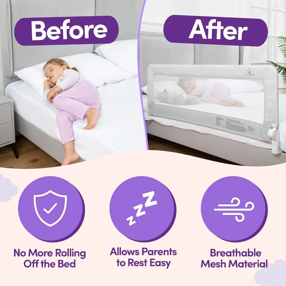 Binario per letto da 1 confezione per bambini 55,5" di lunghezza x 19,5" di altezza |   Binari per lettino per bambini per materasso doppio, completo, Queen e King |   Binario oscillante