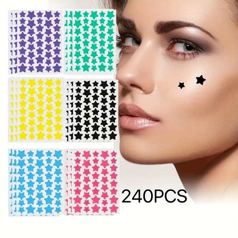 

240pcs Star-shaped Acne Concealer Patches in Various Sizes Deep Cleansing Alcohol-Free Suitable for All Skin Types Men & Women U