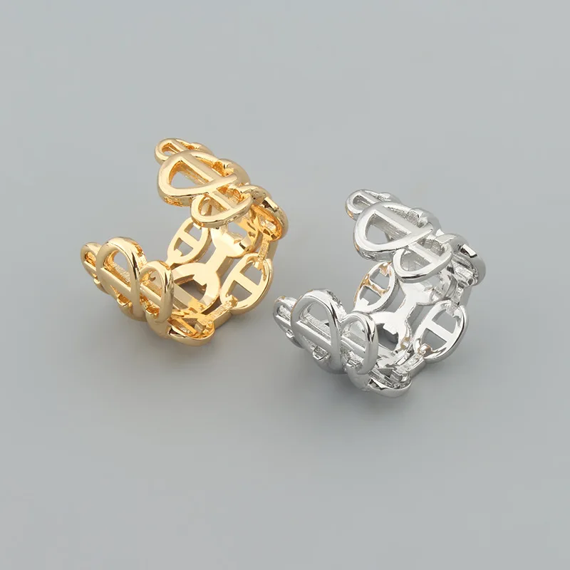 trendy cool new products, bare body three-layer hollow pig nose ring opening average size men's and women's temperament jewelry - view 4