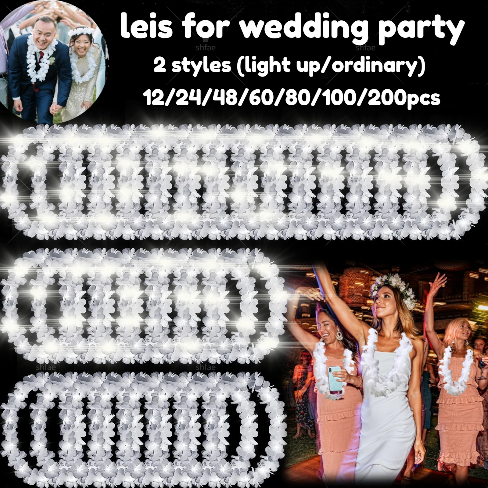 

Белый светодиодный гавайский отдых, свадебный танцпол, реквизит, светящийся в темноте, сувениры для вечеринок, гирлянда, цветок, отдых на выпускной