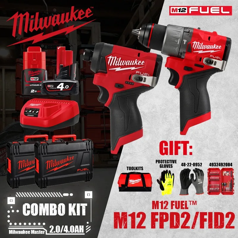 Milwaukee M12 FPP2A2-242X M12™ FUEL™ 2-Tool Combo Kit M12 FID2/3453 M12 FPD2/3404 12V Power Tool Sets