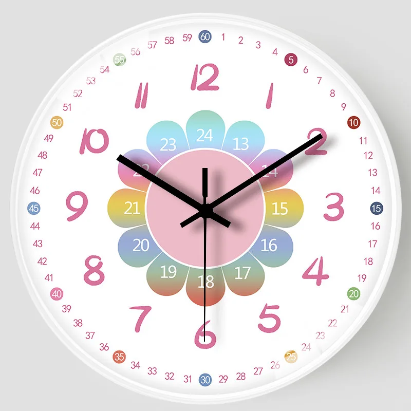 

8 Inch Special Colorful Wall Clock White Modern Silent Roman Timepiece For Children Living Room Bedroom Kitchen Home Art Decor