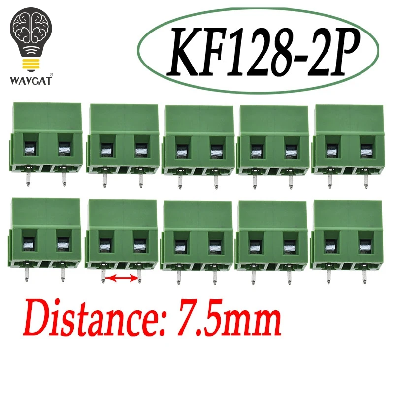 KF128-2P-Terminal de empalme de bloque de terminales de tornillo PCB, KF128-3P, DG308, MG128, 3,81, 5,0, 7,5, 2,54mm, KF120-2.54