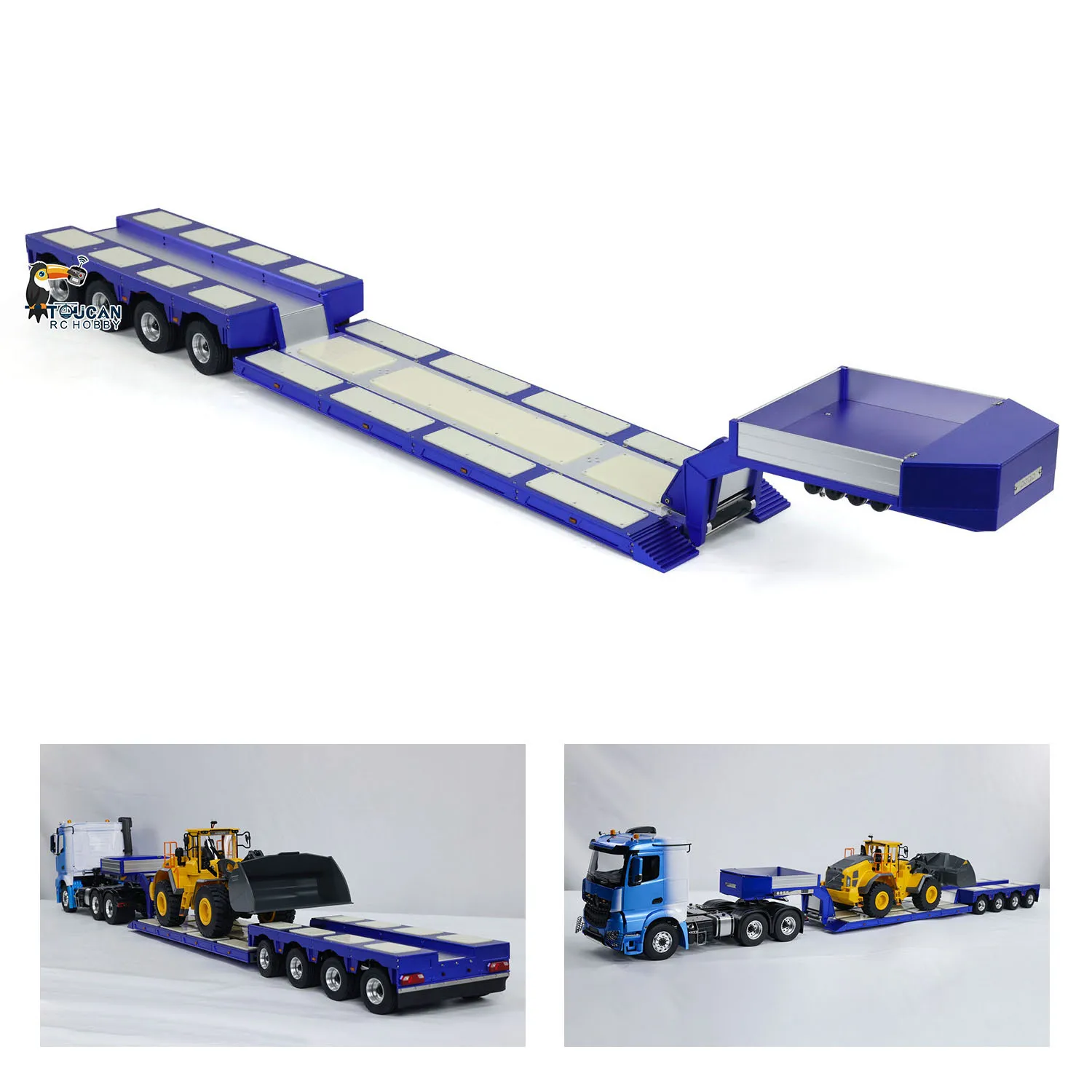 1/14 4 Axles RC Heavy Trailer DG-999 CNC Gooseneck Trailers Part Spare for Toys Radio Control Tractor Truck Vehicle Cars Model