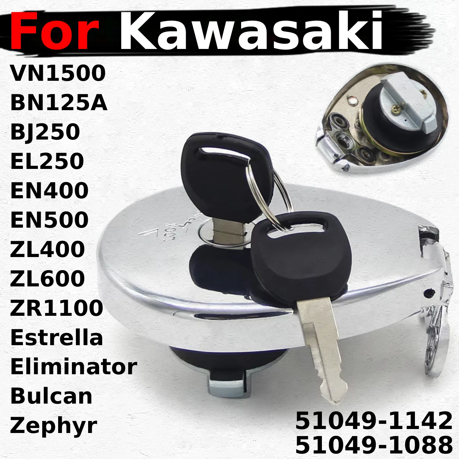 Motorcycle Ignition Fuel Tank Cap Lock With Key For Kawasaki VN1500 BJ250 250TR EN400 Vulcan 400 EN500 Vulcan 500 Parts