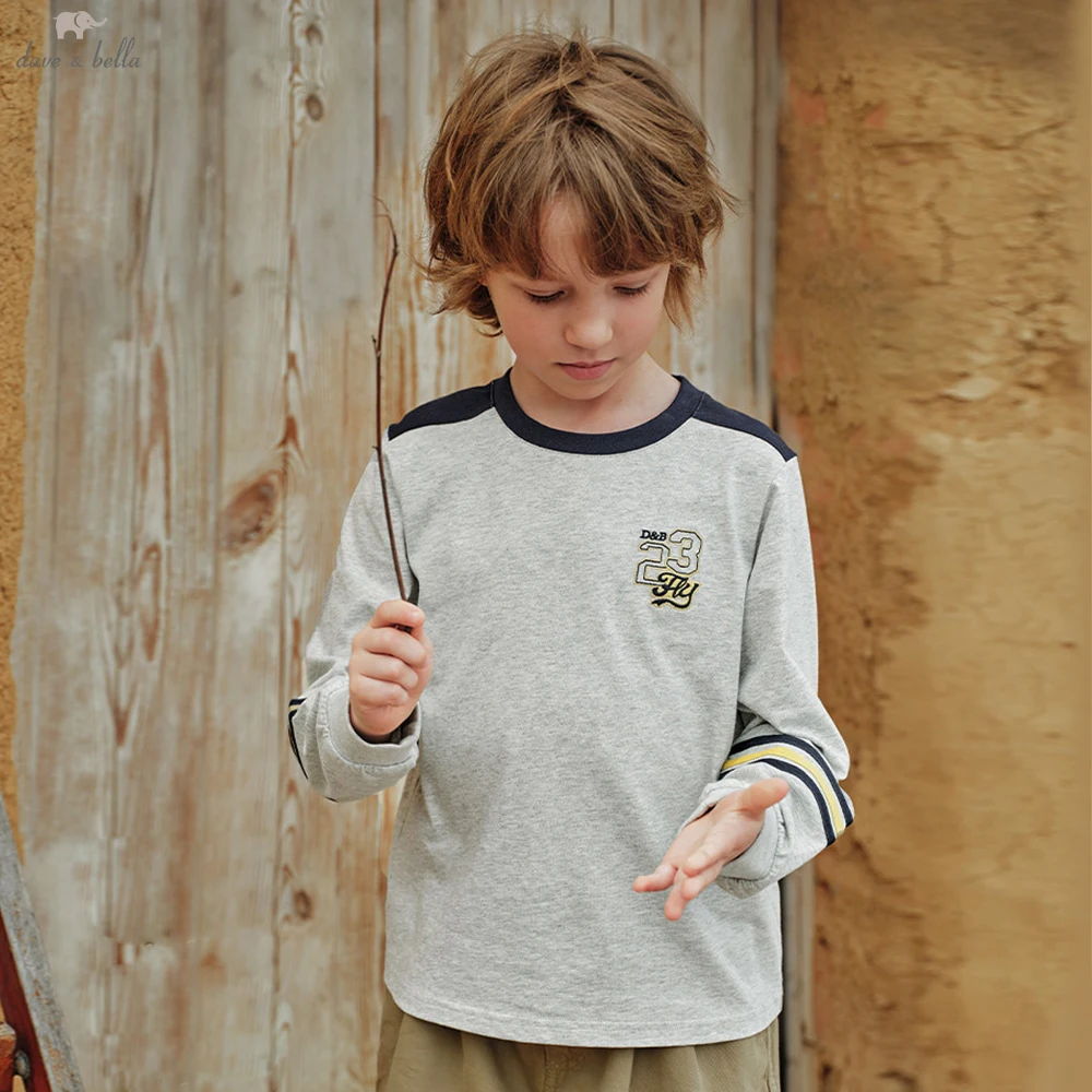Dave Bella Boys Long Sleeve T-Shirt 7-13 Years Kids Printed Autumn Spring Tops Children Casual Outdoor Clothes DK3263164