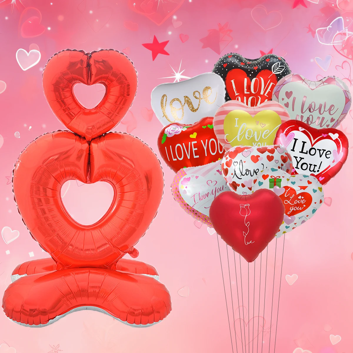 11 قطعة عيد الحب الوقوف الجوف القلب إلى القلب احباط بالونات مجموعة 18 بوصة الحب بالون مملوء بالهليوم الزفاف زينة عيد الحب