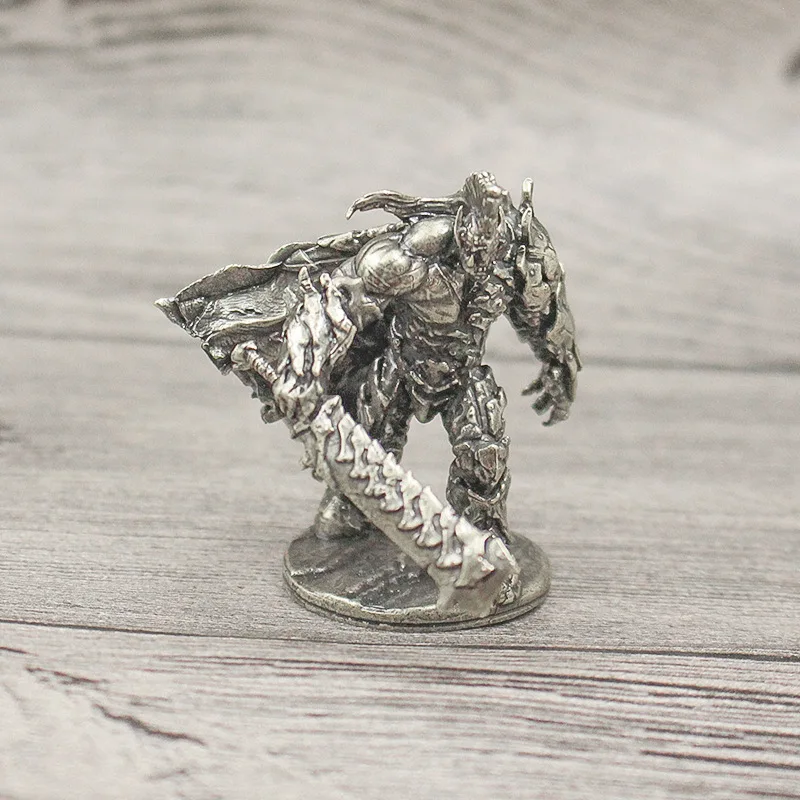 

Retro Solid White Copper Barbarian Warrior Figure Tribal Soldier Model Board Game Piece Desktop Ornament For Boys