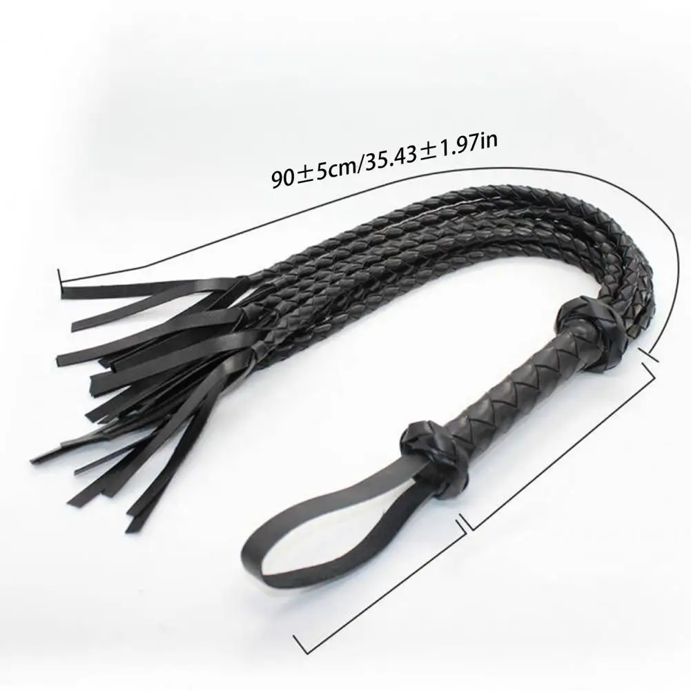 Two-Tone 8 Braiding Equestrian Whip, Faux Leather Horse Whip Hangable Training Whip With Willow-Leaf Tassels Riding Crop view 6