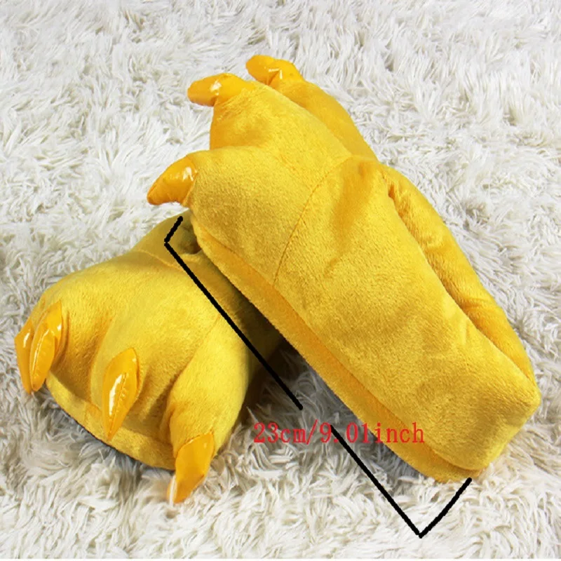 รองเท้าแตะใส่ในบ้านแบบนุ่ม อุ่น สำหรับฤดูหนาว ลายอุ้งเท้าสัตว์ ตลกๆ สำหรับผู้หญิงและผู้ชาย ลายคริสต์มาส ลายสัตว์ประหลาด ไดโนเสาร์  ขนปุย