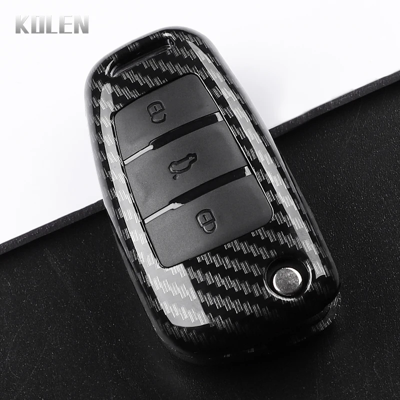 ABS Carbon Faser Auto Schlüssel Fall Abdeckung Für Audi A1 A3 A4 8P 8L 8V A5 B6 B7 a6 A7 C5 C6 Q3 Q5 Q7 4F S3 S4 S6 RS3 TT Geschützte Shell