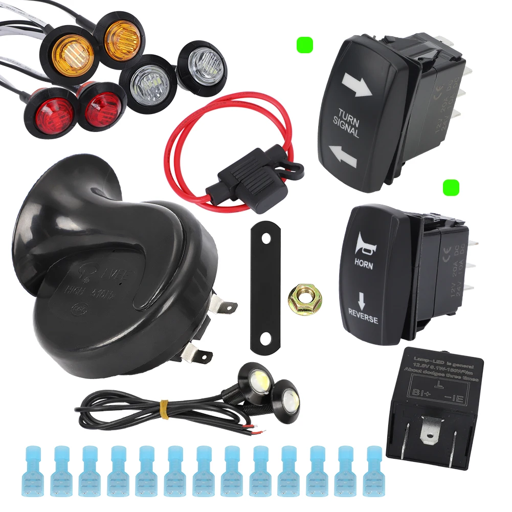 

Universal Rocker Switch Turn Signal Light Horn Hazard Switch Flasher Relay LED Lights Kit For Can-Am Yamaha ATV UTV SXS Polaris