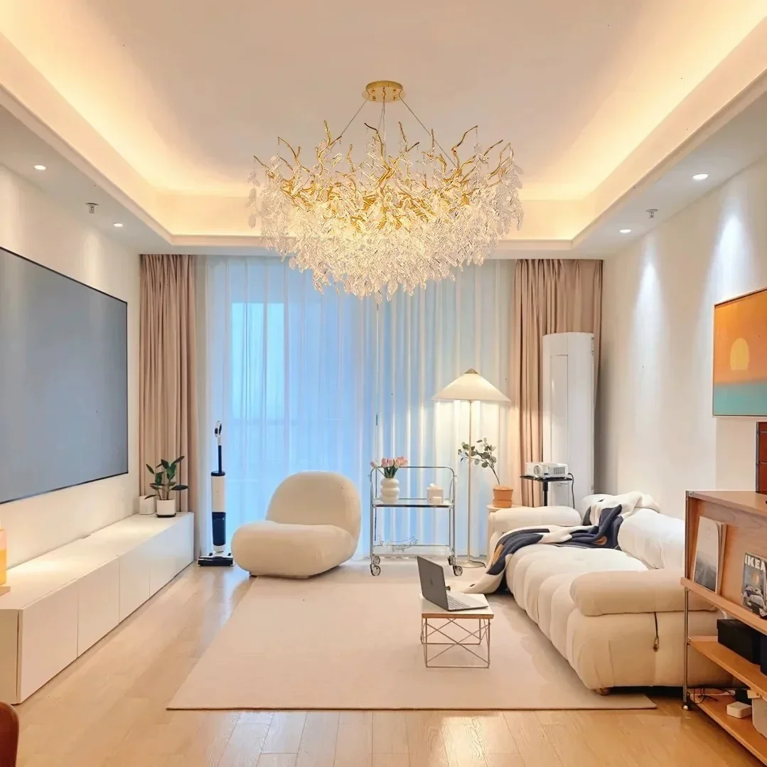 Modern Luxury Crystal Chandelier Branch Ceiling Pendant Lamps Living Dining Room Bedroom Lighting Lustre  Villa Lights Fixture