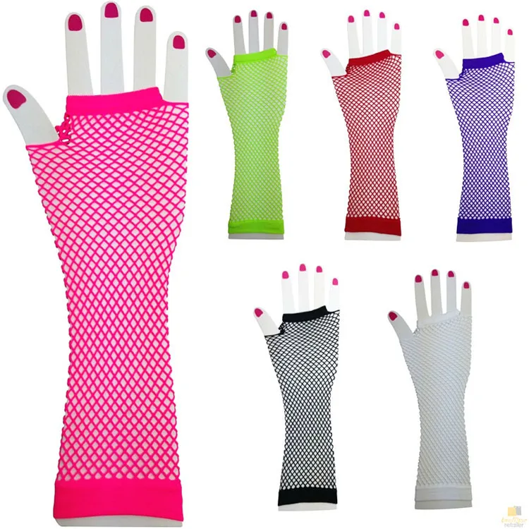 Neon Fishnet Fingerless Long Gloves Leg Arm Cuff Party Wear Fancy Dress For Womens Sexy Arm Warmer 1pairs/2pcs