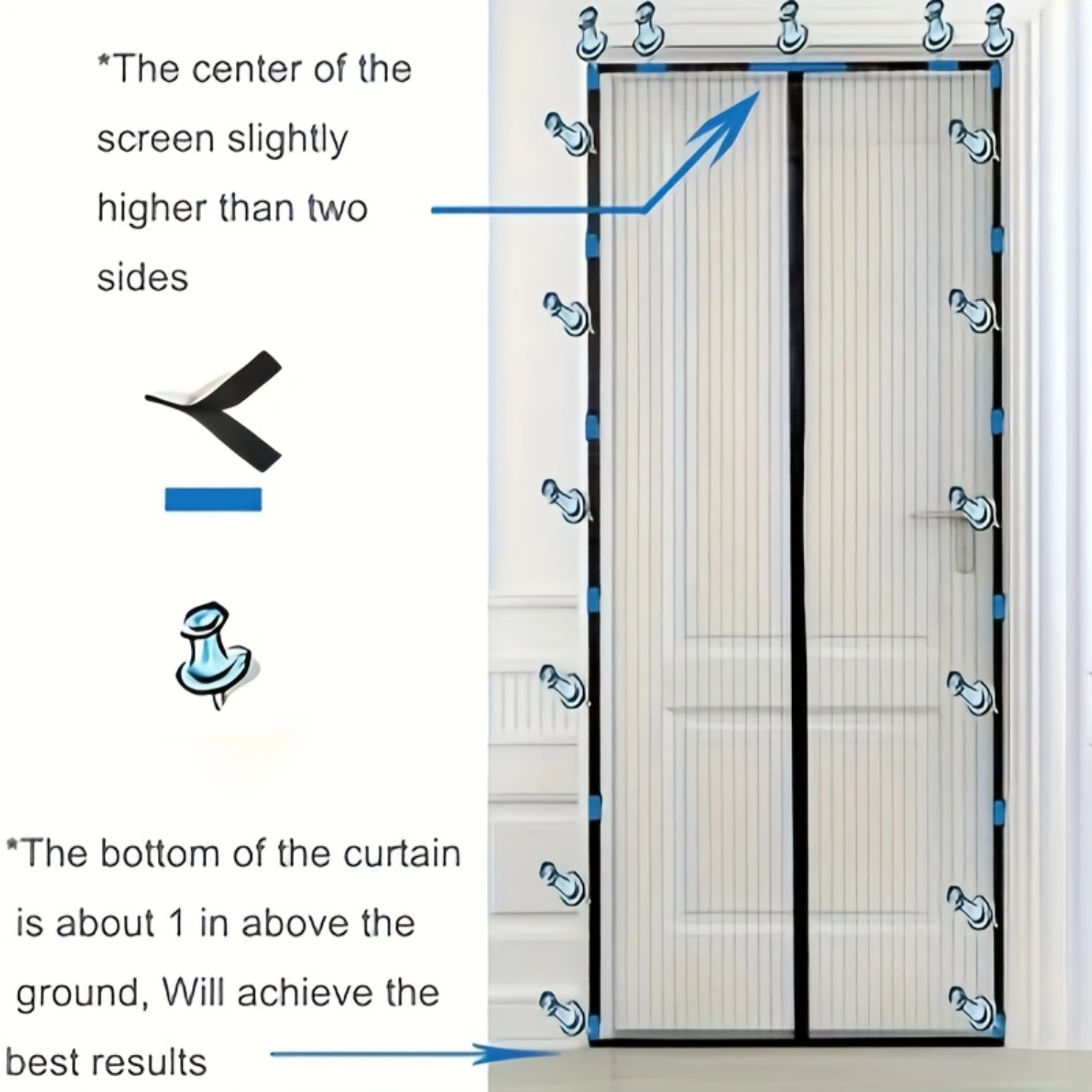 Cortina de puerta con pantalla de poliéster, cierre automático, antimosquitos, ligera, diseño contemporáneo, Sol de ventilación para dormitorio, 1 ud.