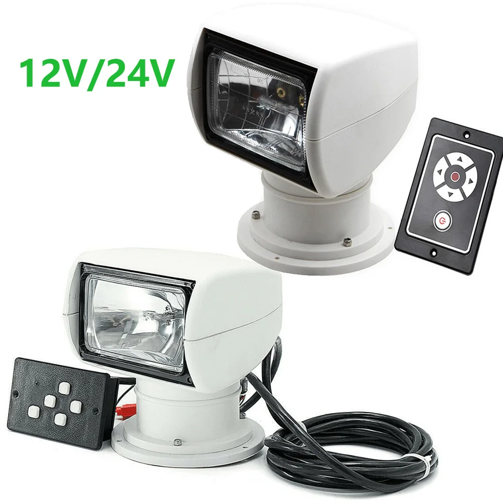 

Boat Spotlights 100W Remote Control Spotlights for Boat Marine Boat Search Lights Marine 360° Rotate Halogen Searchlight 12V/24V