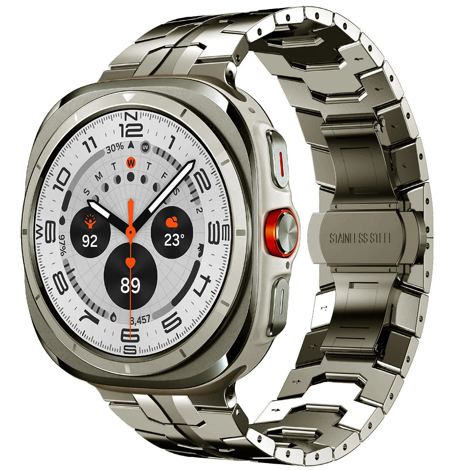 Luxuriöses Edelstahlarmband für Samsung Watch8, Butterfly-Schnalle, Metall, gepanzertes Samsung Ultra-Armband – Detail 13